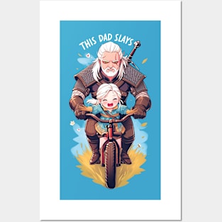 This Dad Slays - Father's Day Gift - Bike Ride - Witcher Posters and Art